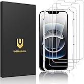 UNBREAKcable 3-Pack Screen Protector for iPhone 16e, Double Shatterproof Tempered Glass [Easy Installation Frame] [9H Hardness] [99.99% HD Clear] [Case Friendly] for iPhone 6.1 inch