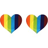 Rainbow Pride Heart Pasties - PASTIES PARTY - Fun Nipple Covers for Parties, Raves, Festivals, Disposable