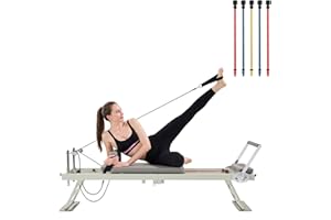 DWKWE Pilates Reformer, Foldable Pilates Reformer Home Gym Equipment,Core Pilates Bed for Home Workouts ,with Dual Resistance- Springs and Cords, Jump Board Christmas Birthday Valentines Day Gift