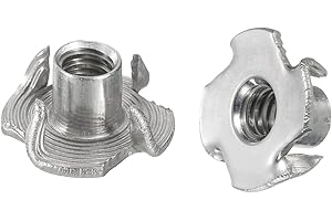 uxcell 1/4"-20 T-nut 25pcs 304 Stainless Steel 4 Pronged Tee Nuts for Furniture Woodwork Cabinetry Threaded Insertion