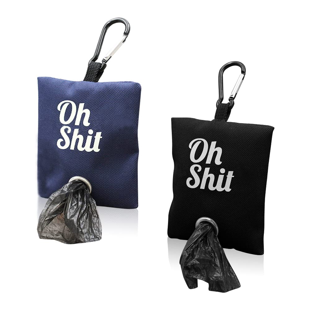 2 Colors Pet Waste Bag Dispenser, Portable Dog Poop Bag Holder for Leash, Dog Waste Bags Container with Metal Clip for Walking, Running or Outdoor Accessory (Black, Blue)