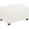 Easy-Going Stretch Ottoman Cover Folding Storage Stool Furniture Protector Soft Rectangle Slipcover with Elastic Bottom (Ottoman Small,Cream)