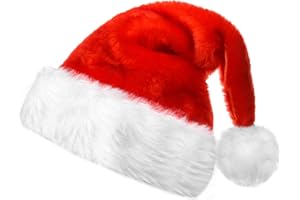 CANREVEL Christmas Hat, Santa Hat, Xmas Hat for Unisex Adults with Velvet Brim and Comfort Liner for Christmas New Year Party Decorations and Supplies