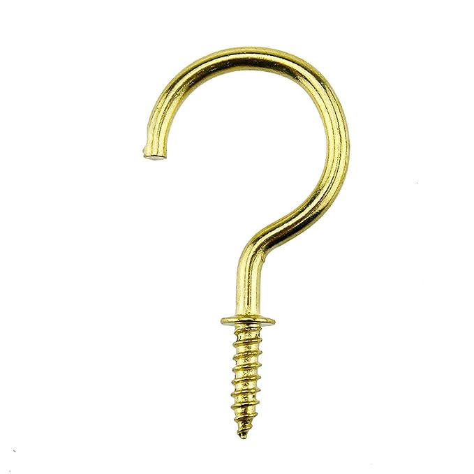 Iztor 40pcs 1 2 Brass Plated Gold Ceiling Cup Hooks Self Tapping