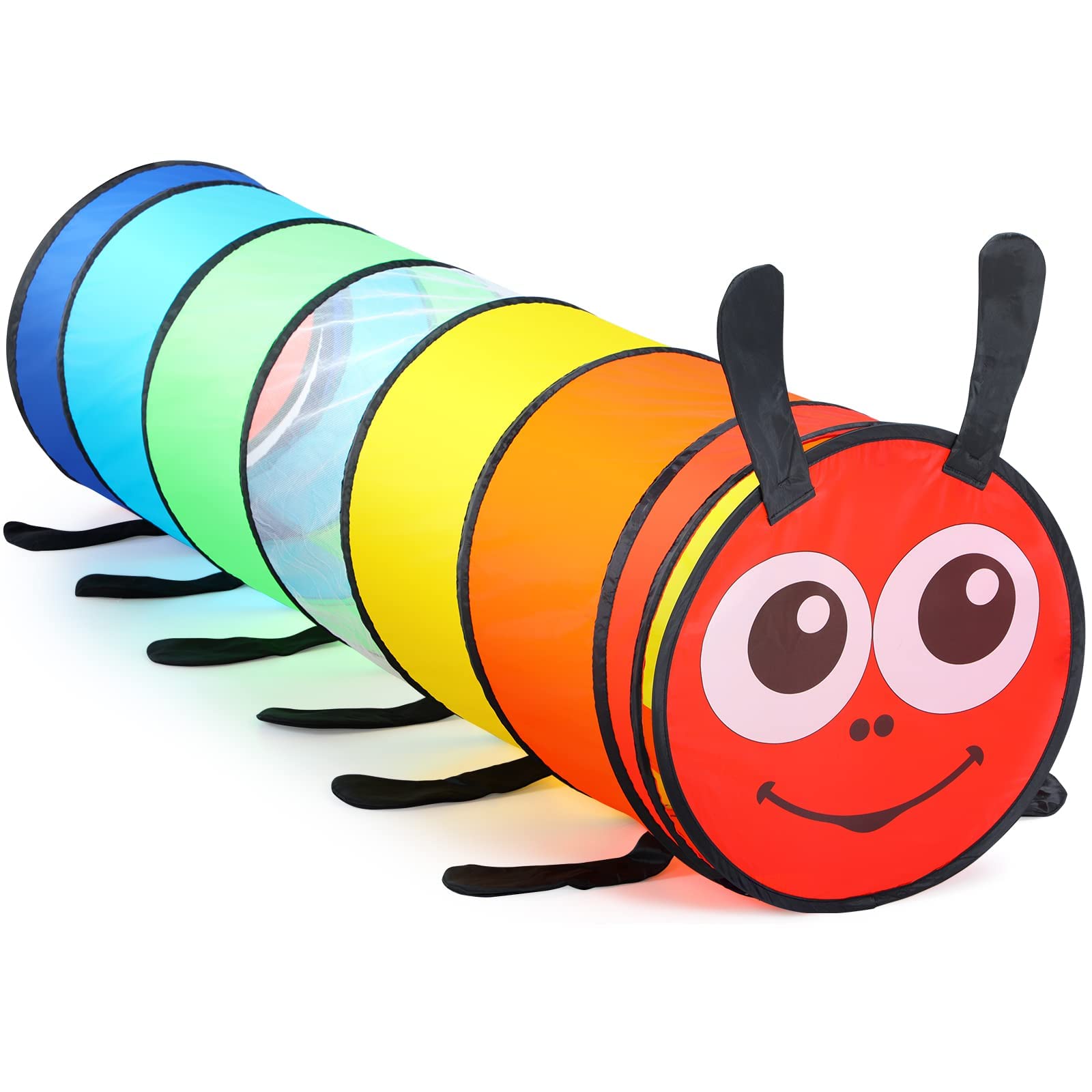 Kids Play Tunnel Tent for Toddler, 6-ft Pop Up Crawl Tunnel Toy for Baby Infant Children or Dog Cat Pets, Collapsible Gift for Boy and Girl Play Tunnel Indoor and Outdoor Game (Caterpillar Tunnel)