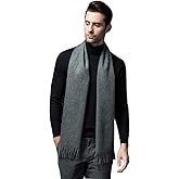 Persmileful Cashmere & Wool Scarf Solid Color Thin Lightweight Scarf for Men and Women in Cold Weather with Gift Box