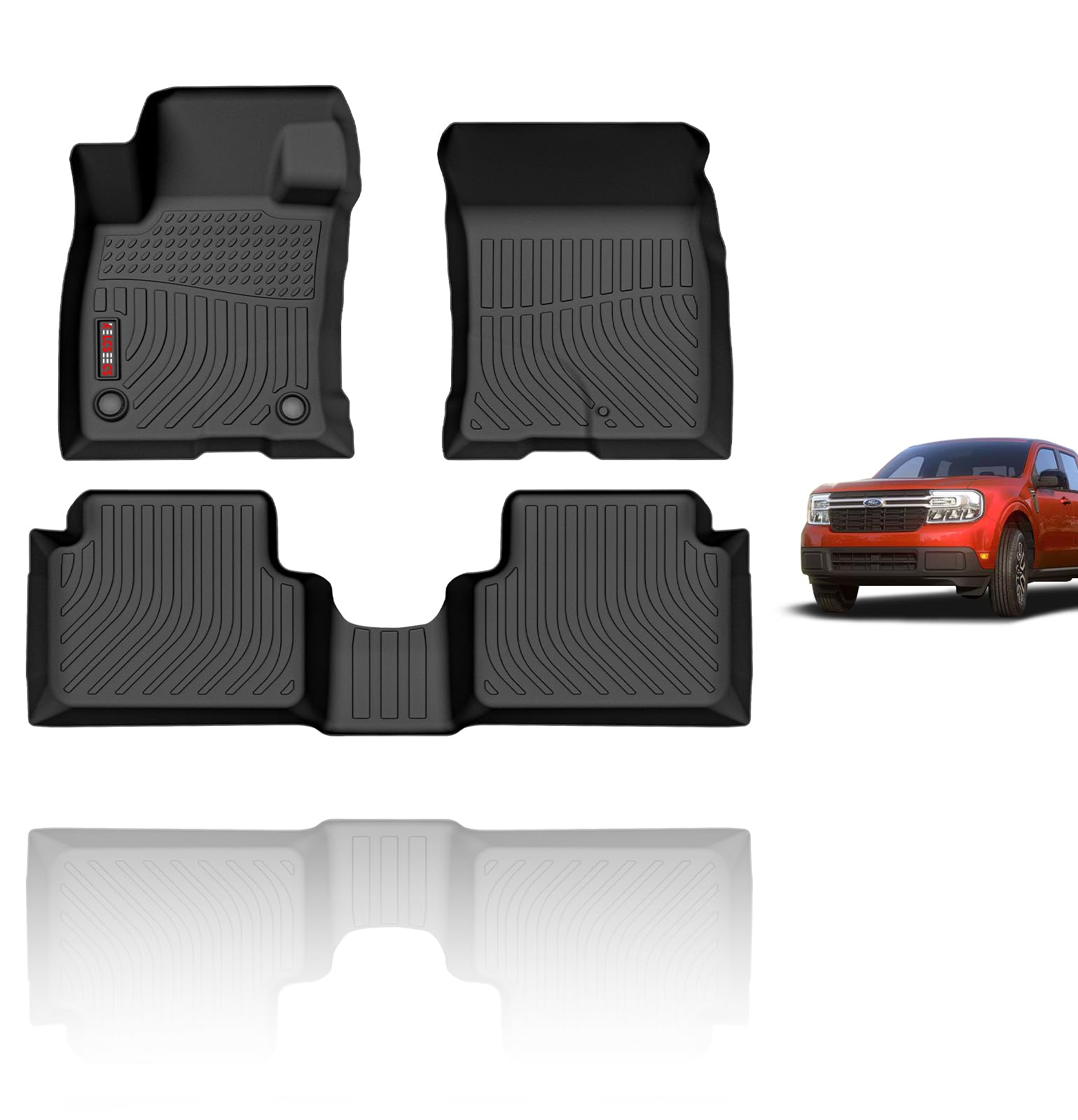 Photo 1 of KELCSEECS Floor Mats Custom for 2025 2024 2023 2022 Ford Maverick (Not Hybrid) & 2025 2024 2023 2022 2021 Bronco Sport 4-Door All Weather Car Mats Automotive Floor Liners Accessories Black