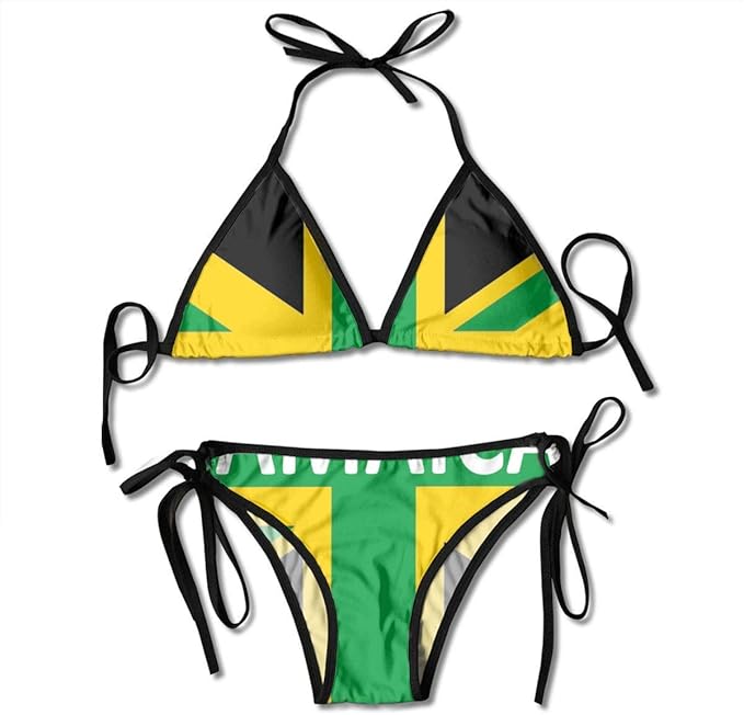 Swimsuit Jamaican Kingdom Flag Womens Wrap Top Bottom Bathing Suit