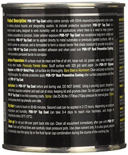 POR-15 Top Coat Paint, Direct to Metal Paint, Long-term Sheen and Color Retention, 16 Fluid Ounces, Gloss Black