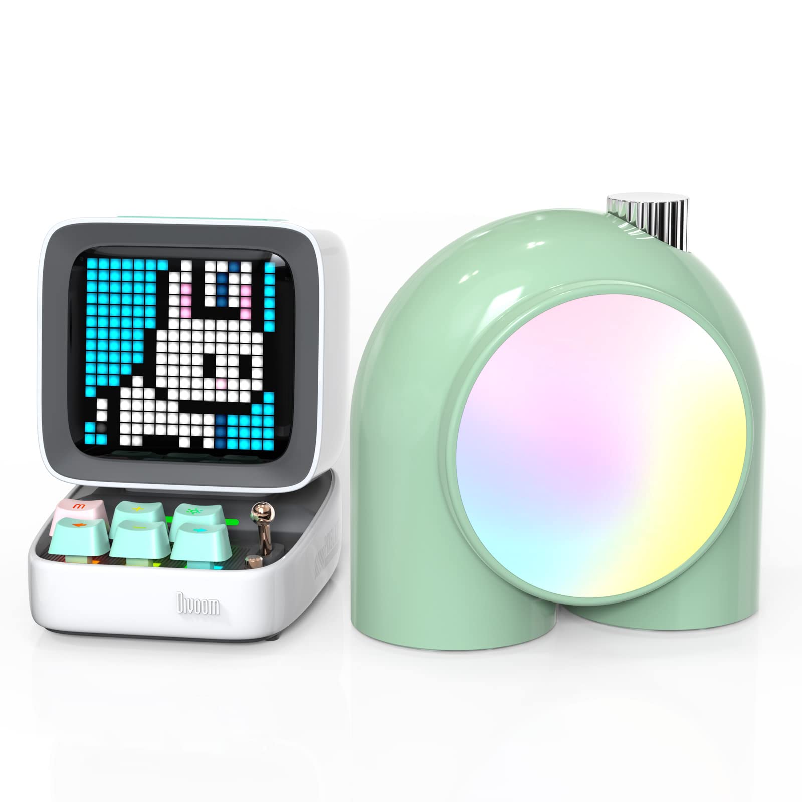 Divoom Ditoo Bluetooth Speaker(White) Planet-9 Mood Lamp(Green