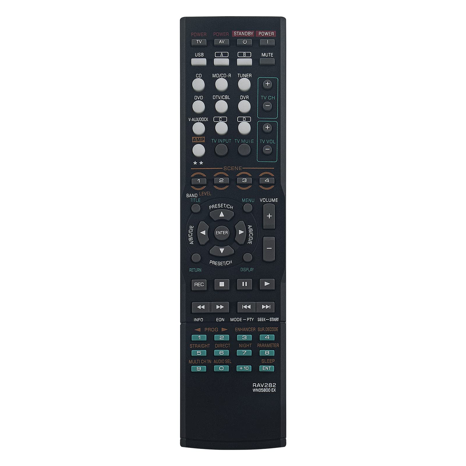 New RAV282 WN05800 EX Remote Control Replacement - RAV282 WN05800EX AV Receiver Replace Remote Control fit for YAMAHA Receiver RAV282 WN05800 EX RAV282-WN05800EX RAV282 WN05800EX Remote Controller