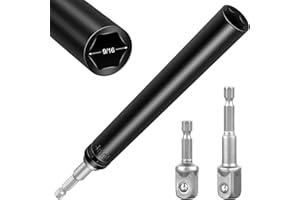 Haiabei 9/16"(14mm) Power Nut Driver Nut Runner Hollow Socket with 1/4" Hex Shank,Fit Long Bolts and Ductwork Power Nut Drive