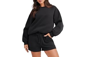 Prinbara Womens 2 Piece Outfits Lounge Sets Oversized Sweatshirt Shorts Sweatsuits Cozy Pajamas Sets Casual Tracksuit