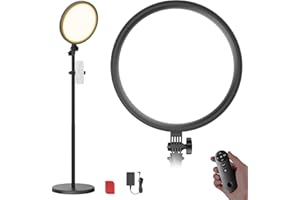 NEEWER Basics 12" 24W Large Ring Light with 68" Stand/Phone Holder/Remote for iPhone Video Recording Selfie Streaming Makeup Studio Photography, 3000K-6500K CRI98 Full Screen LED Panel Lighting, BR13