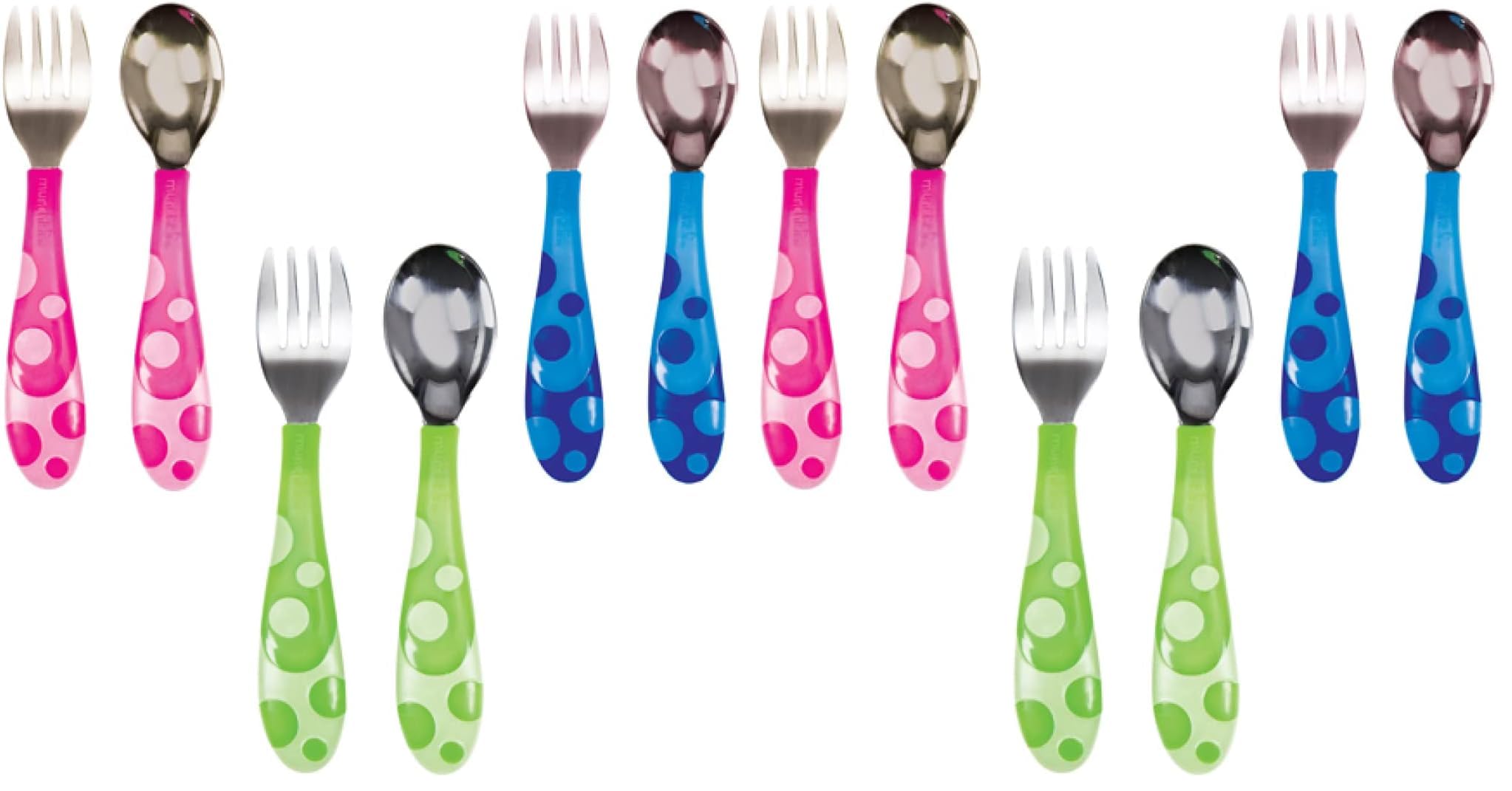 Munchkin Toddler Fork and Spoon Set (1 Spoon and 1 Fork) Assorted Colours (Pack of 2)