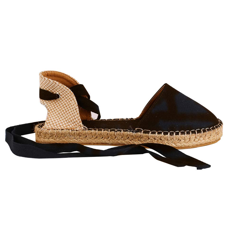 Women’s Lace up Platform Espadrilles Canvas Ankle Wrap Closed Toe Slingback D’Orsay Sandals - Image 6