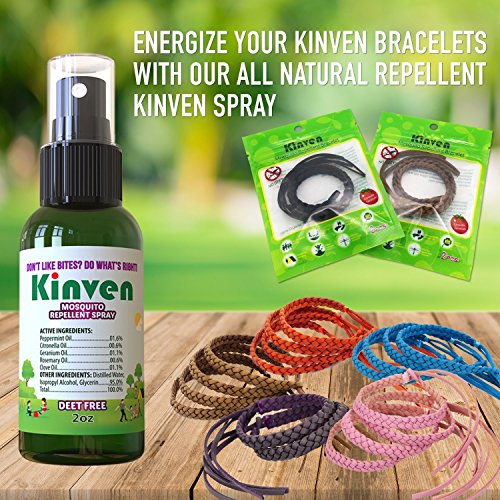 Kinven Original Mosquito Repellent Bracelet Natural DEET FREE Insect Repellent Bands, Anti Mosquito up to 360Hrs Protection Outdoor and Indoor, for Adults & Kids, 12 bracelets, Color Brown