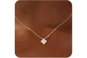 ZOERAY Birthstone Necklace for Women Non Tarnish 14K Gold Plated Four Leaf Clover Necklace Dainty Gold Choker Necklaces for Women Trendy CZ Emerald Pendant Necklace Jewelry Birthday Gifts for Women