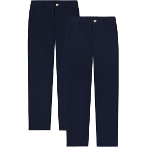 Dockers Boys' School Uniform Flat Front Twill Pant, 2-Pack