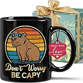 Koouyiedy Dont Worry Be Capy Capybara Mug Gifts for Women Men, Funny Capybara Gifts for Capy Lovers Birthday Christmas 11OZ Black
