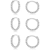 Silver Hoop Earrings- Cartilage Endless Small Hoop Earrings Set for Women Men, 3 Pairs of Hypoallergenic 925 Sterling Silver Post Tragus Earrings (8/10/12mm)