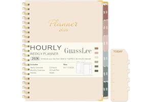 GUASSLEE Large 2026 Planner, Weekly & Monthly Appointment Book from Jan. 2026 - Dec. 2026, Work & Life Daily Hourly Planner with Time Slots, Agenda Organizer for Home School Office, Beige, 8.5" x 11"