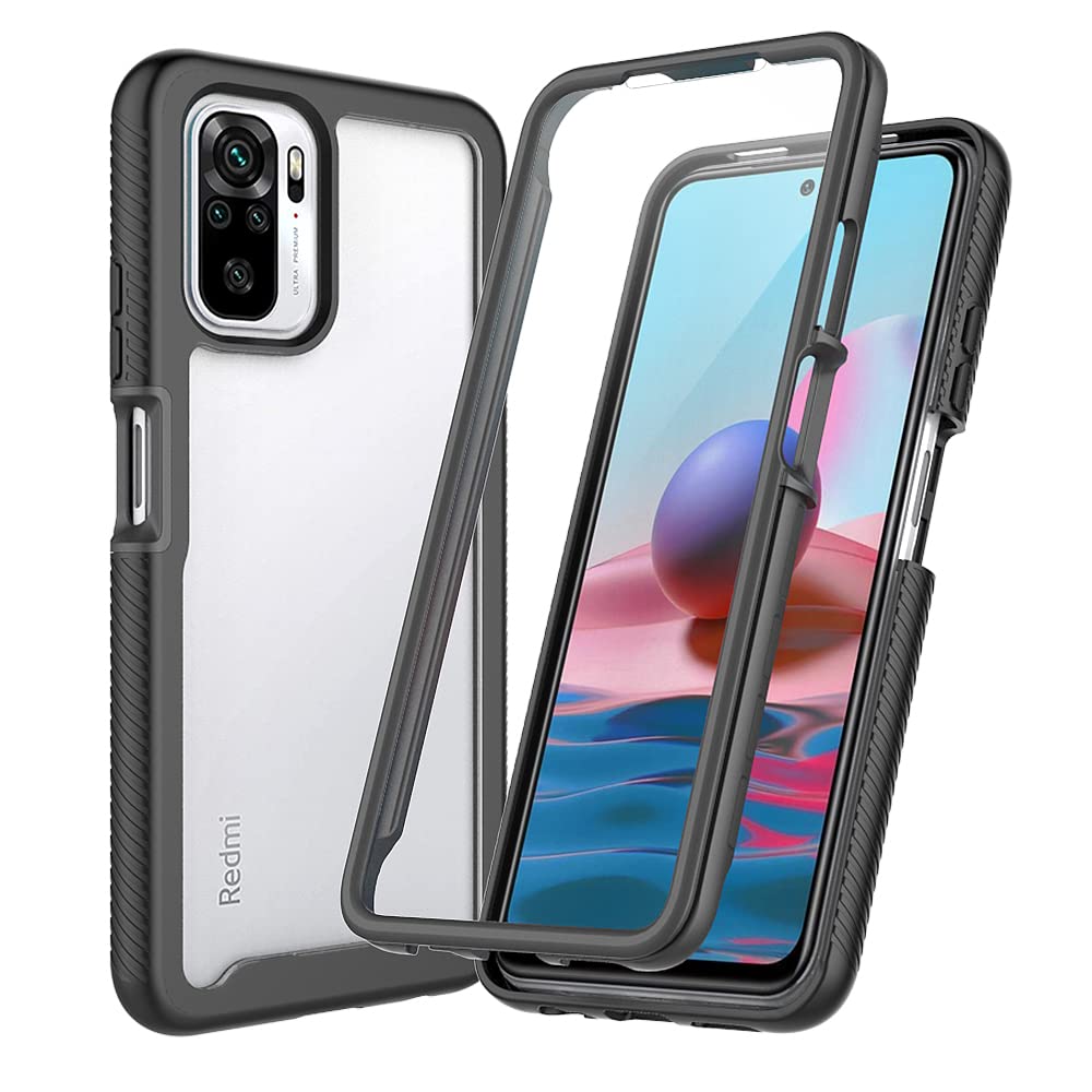 XINNI Case for Xiaomi Redmi Note 10/Note 10S/Poco M5s, 360 Degree Shockproof Protective All-Round Protection with Built-in Screen Protector, Robust Bumper Outdoor Cover, Black — image 1