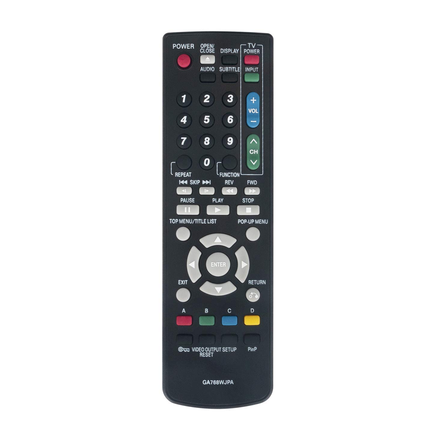 VINABTY GA768WJPA Remote Control for Sharp Blu-ray Disc DVD Player BD-HP24U BD-HP25 BD-HP25D BD-HP25U BD-HP25X BD-HP90D BD-HP210 BD-HP210U BD-HP22U