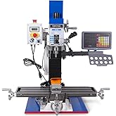 Mechmaxx 1.5HP 7''x 27-1/2''Benchtop Mini Mill Drill Machine, Variable Speed, R8 Spindle, Brushless Motor, 110V, Compact Milling Drilling Tool for Garage Shop, DIY Metalworking without Stand, VM25LD