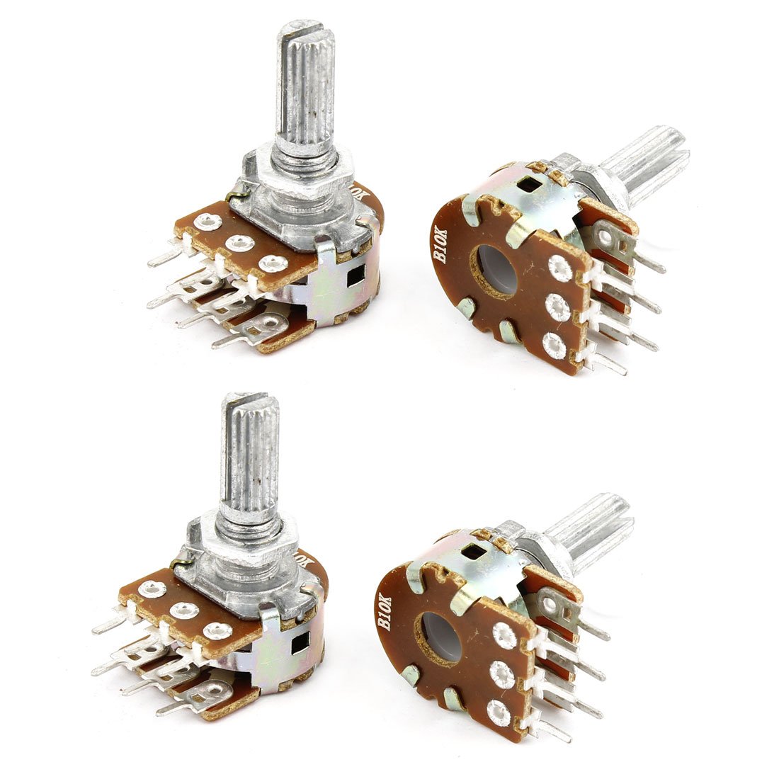 sourcingmap 4 Pcs 10K Ohm B10K 6 Pin Single Linear Taper Rotary Potentiometer