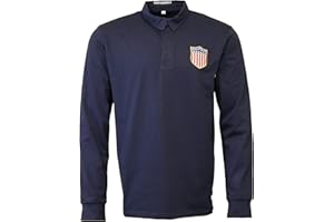 WORLD RUGBY SHOP USA Rugby Shirt - 100% Cotton Long Sleeve Rugby Heritage Jersey - USA Rugby Apparel - White and Navy - Size X-Small to 3XL
