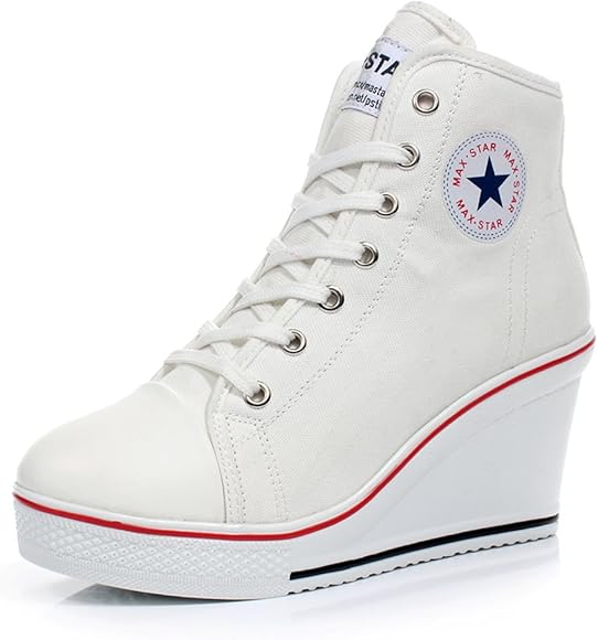 white heeled trainers