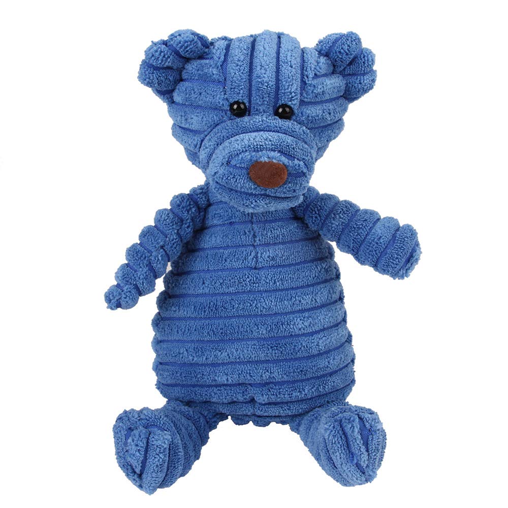Pet Squeaky Toys, Durable Plush Dog Toy Squeak Chew Toys,Various Animals Shapes Training Squeaky Toys for Puppy Small Dogs Medium Large Dogs (Blue Bear)