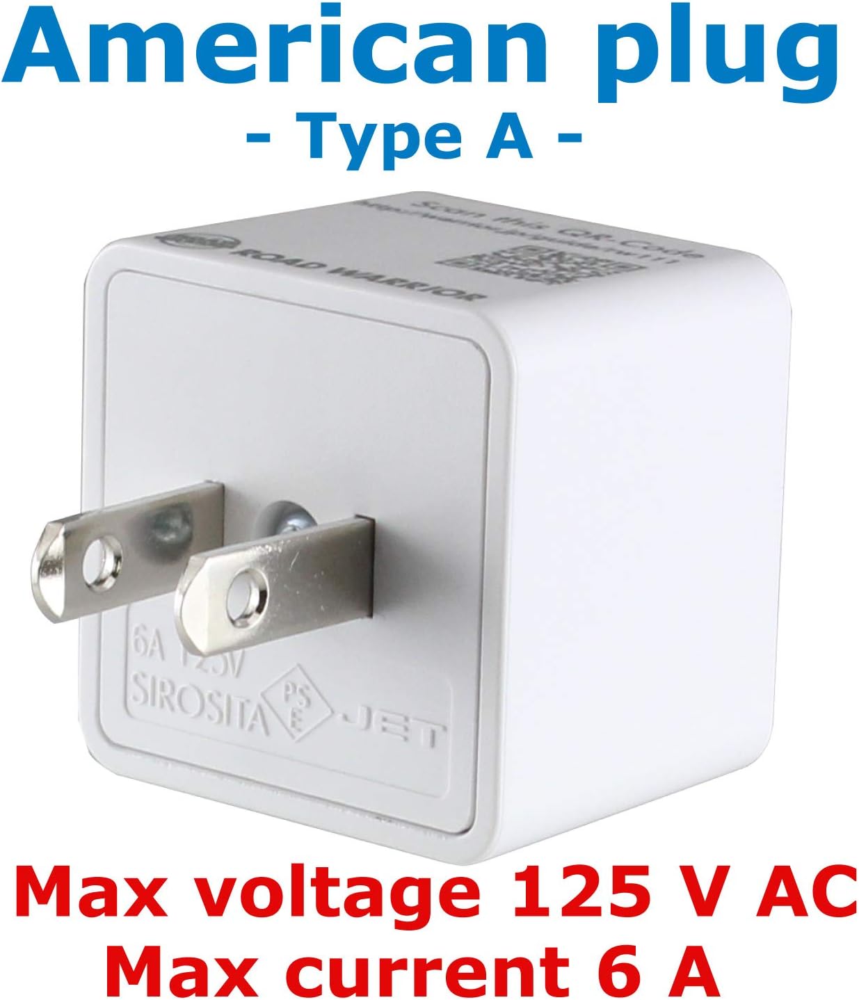 ROAD WARRIOR US Travel Plug Adapter EU/UK/CN/AU/IN to USA (Type A) - RW111WH-US - - 