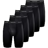 Expertoftio Men's Underwear 9 Inch Long Leg Boxer Briefs for Men, Performance, Moisture Wicking Pack, Anting Chafing, Fly
