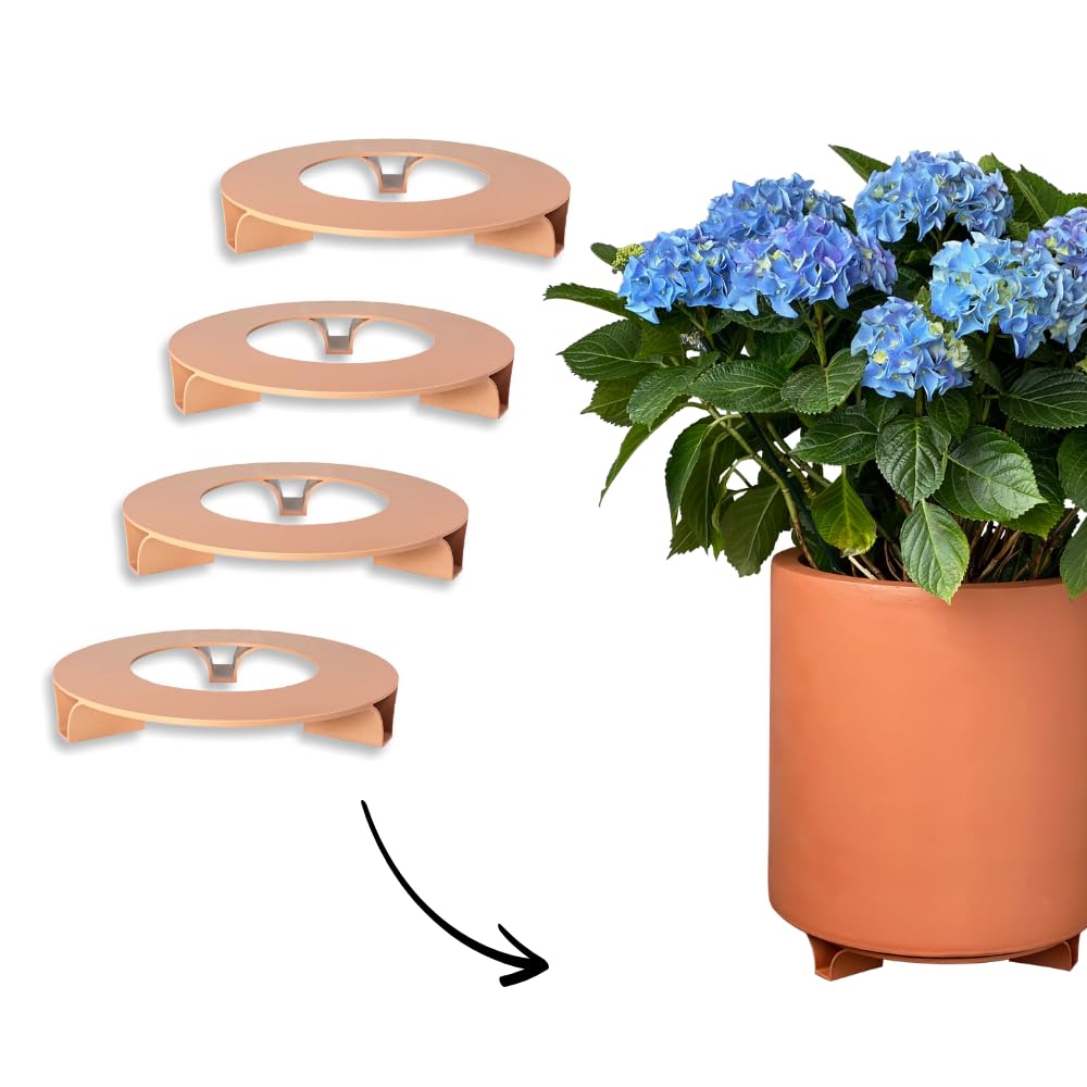 terraced® - Set of 4 - Flower Pot Saucers - Colour: Terracotta - Round - 27 cm Diameter - Saucer Flower Pot - Recycled Material - Made in Germany