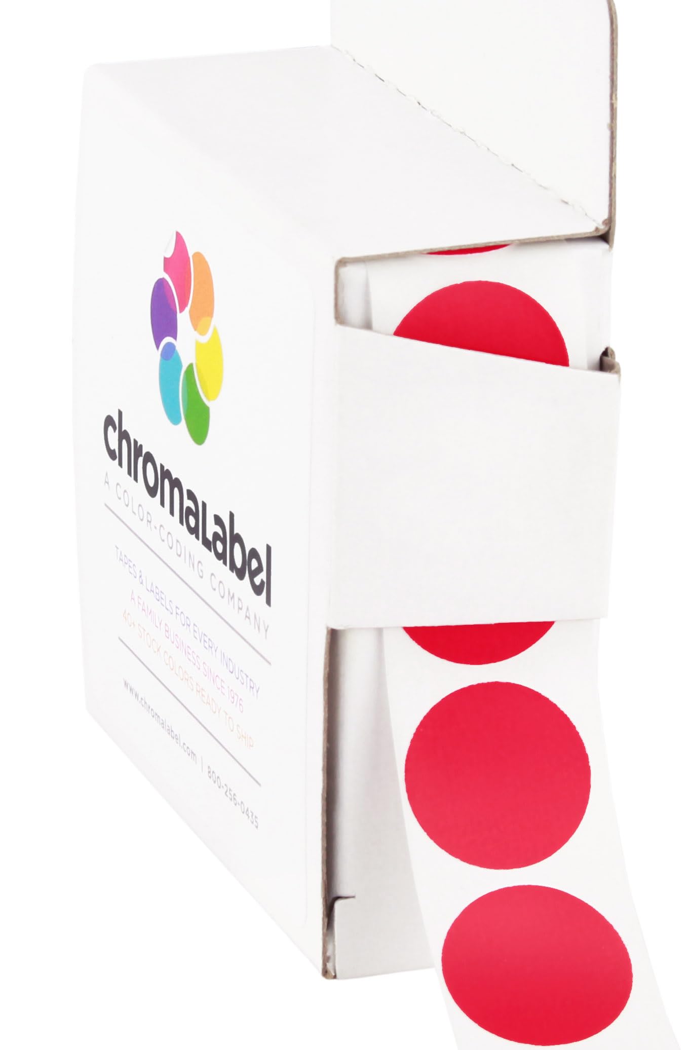 ChromaLabel 19mm (3/4 Inch) Round Permanent Colour-Code Dot Stickers, 1000 per Dispenser Box, Red
