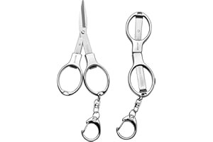 ATIVERE Folding Scissors 2 PCS Portable Keychain Travel Retractable Knife, Secure Portable Scissors for Home, Office, Fishing