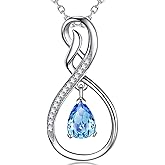 Birthday Gifts for Wife Mom Forever Love Infinity Necklace for Women August Birthstones Necklace Peridot Blue Sapphire and More Stones Jewelry Gifts for Her, 925 Sterling Silver