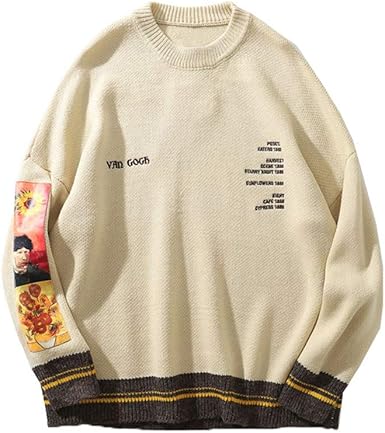 Patchwork Pullover Knit Sweater Mens 