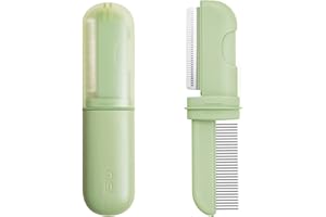 MS!MAKE SURE 2-in-1 Pet Comb, Professional Cat & Dog Grooming Tool, with Dual-Head Design for Safe & Gentle Removal of Tangles/Matted Fur, Shedding - Olive Green