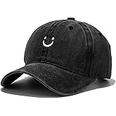 Smile Face Baseball Cap Vintage Distressed Low Profile Unstructured Cotton Dad Hat Adjustable for Women Men