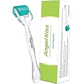 Derma Roller Real Needles - Angel Kiss 0.25mm Microneedling Roller with Case - 192 Stainless Steel Micro Needling Dermal Kit for Face, Scalp, Body - At Home Microdermabrasion Roller for Women Men