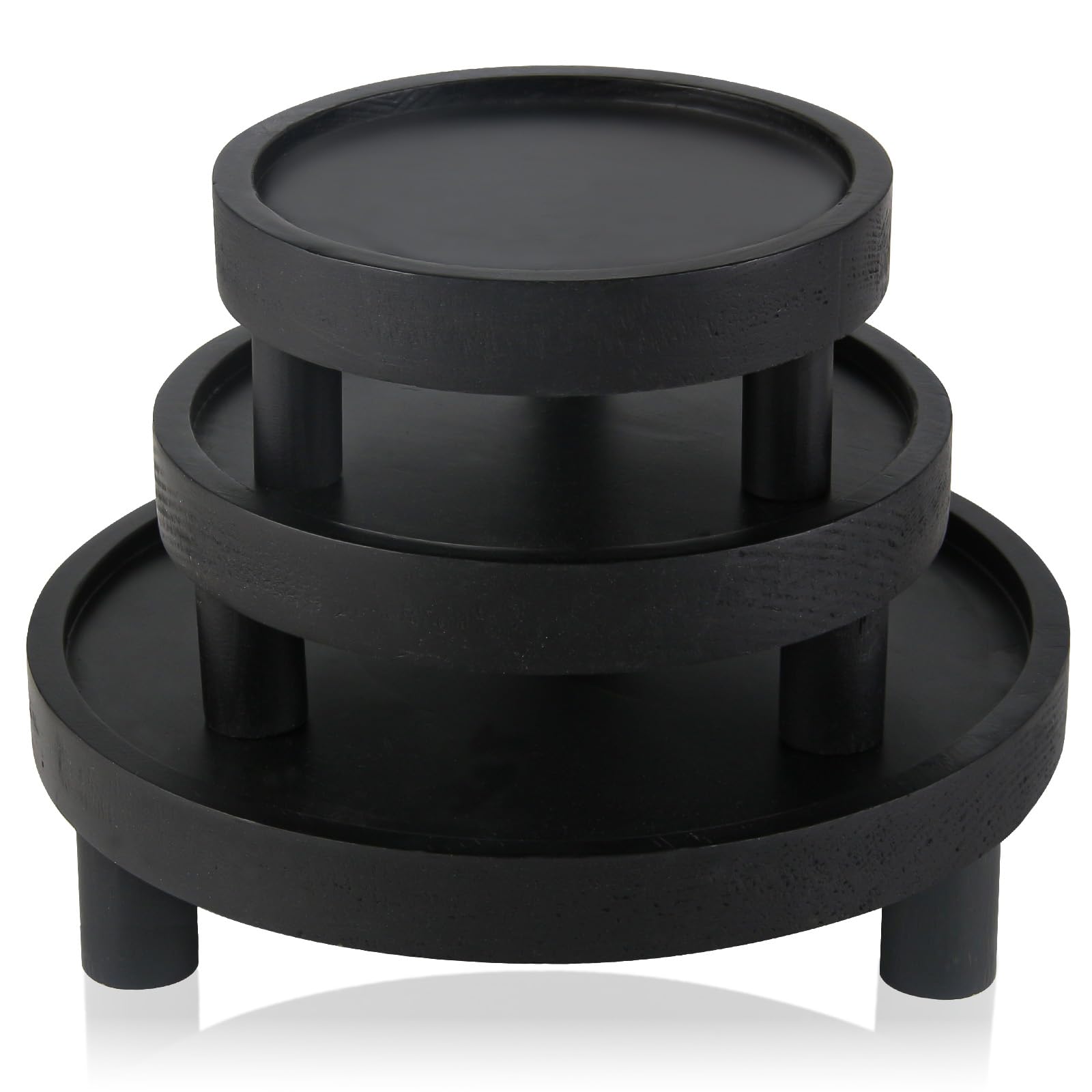 Photo 1 of 3PCS Wooden Display Risers for Display,Wood Riser Display Pedestal Stand for Home Décor (Modern Black,8,6,5'')