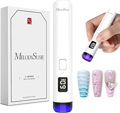 MelodySusie P-ART01R Cordless UV LED Nail Lamp LCD Eye Cover Rechargeable Mini