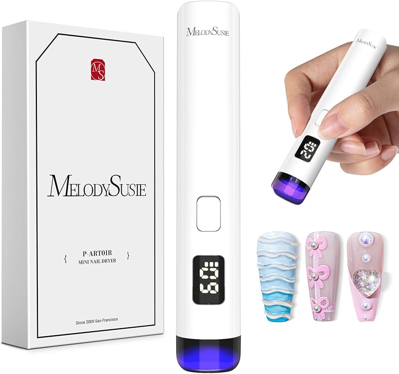 MelodySusie P-ART01R Cordless UV LED Nail Lamp LCD Eye Cover Rechargeable Mini