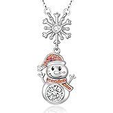 Dorunmo Christmas Necklace 925 Sterling Silver Snowflake/Snowman/Christmas Tree Pendant Necklace with Cubic Zirconia Winter Snow Holiday Christmas Jewelry Gifts for Women