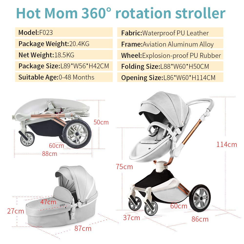 baby stroller 360 rotation function