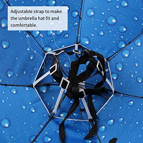 JANGANNSA Double Layer Folding Umbrella Hat Compact UV Wind Protection Sun Rain Cap (Silver)