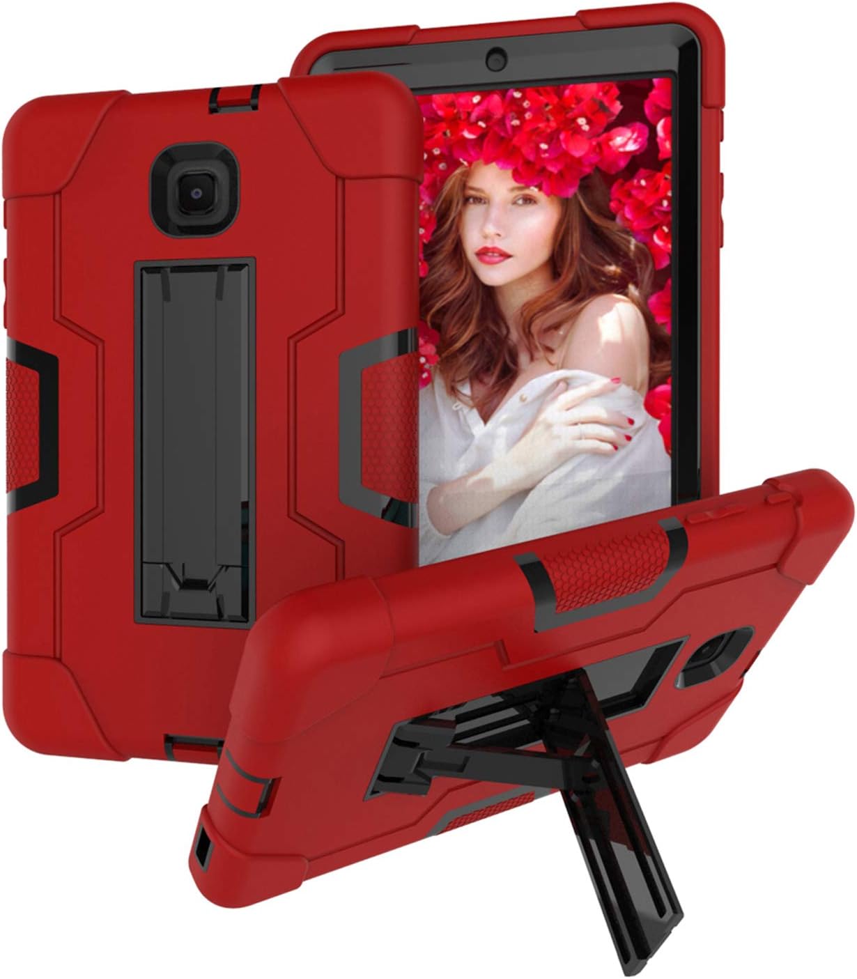 CWNOTBHY Samsung Galaxy Tab A 8.0 2018 SM-T387 Case for Girls, Rugged Drop Protection Kids Case Cover with Kickstand for Samsung Galaxy Tab A 8.0 T387 2018 Release (red/Black)